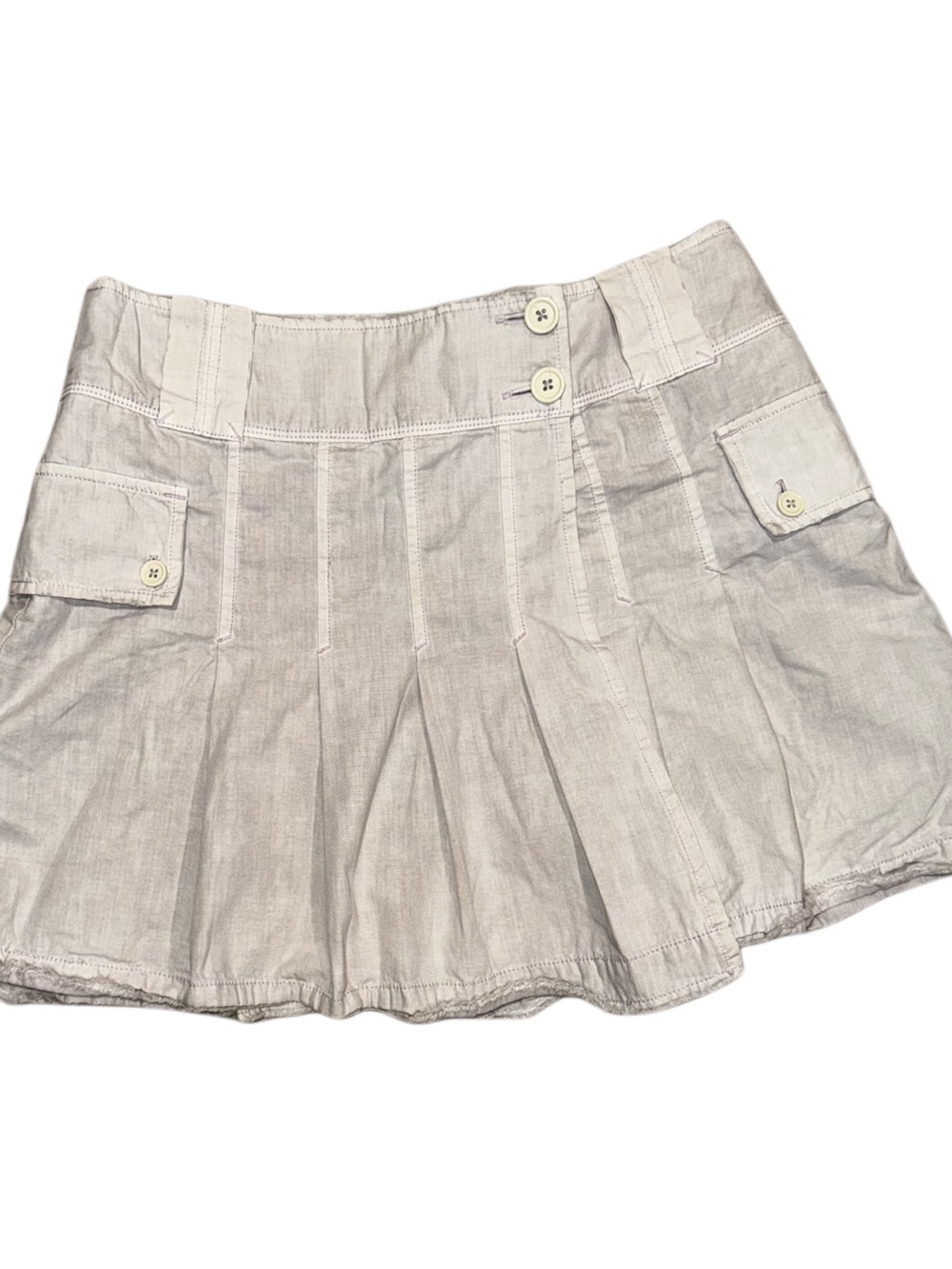 Free People Light Beige Pleated Mini Skirt